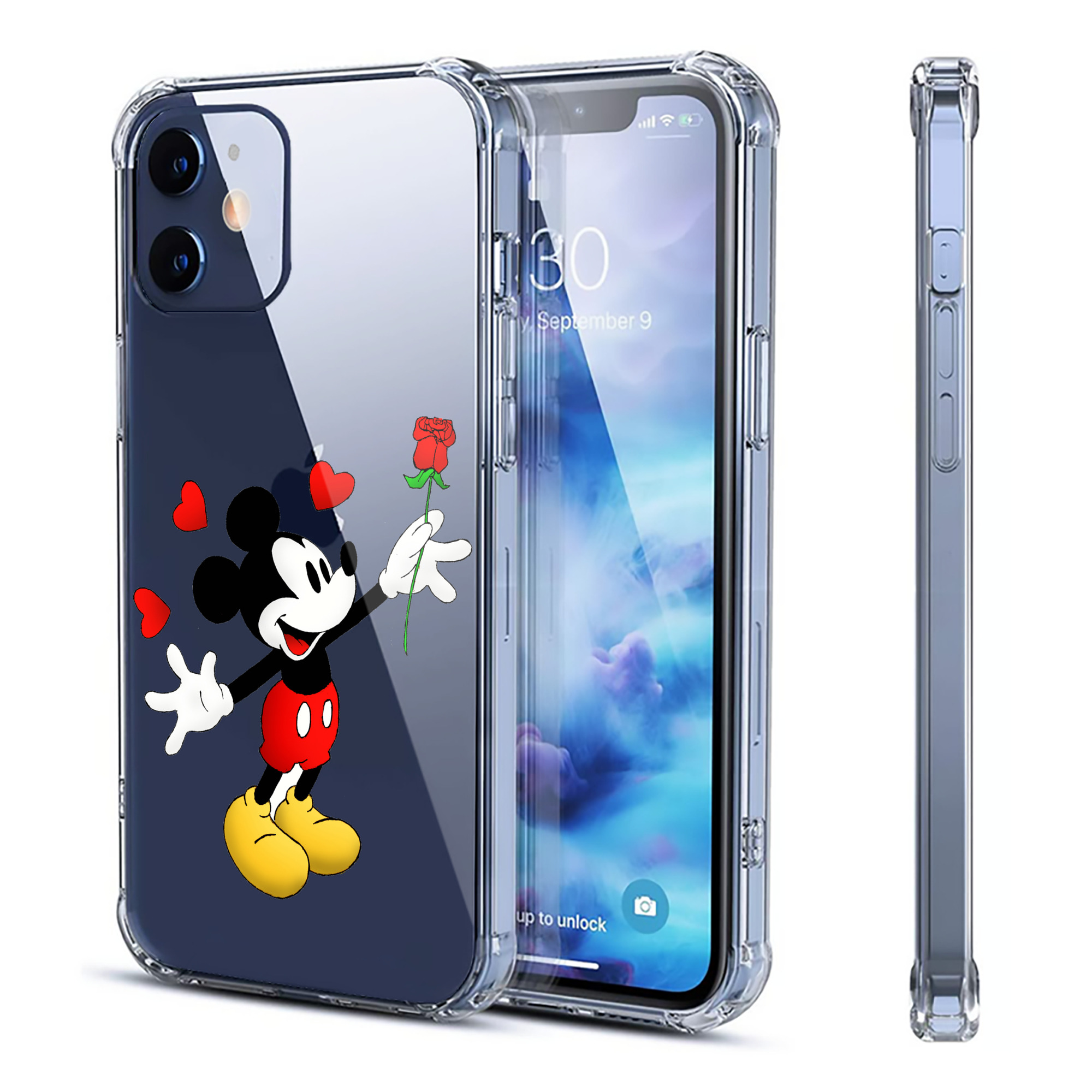 （画像用） ミッキーマウス Mickey Mouse 【iPhone 12シリーズ対応】透明スマホケース（クリアソフトケース）